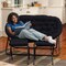 Flash Furniture Eleanor 56-in Folding Double Saucer Chair w/2 Folding Ottomans Black Faux Fur w/a Black Steel Frame FV-FDS-001-2FR-BK-BK-GG - alternate 4